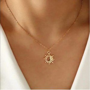 Gold Sun Pendant Necklace
